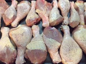 Preheat oven to 375 degrees.  Salt and Pepper the meat and lay it on a greased baking sheet.